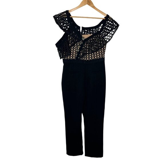 Self-Portrait Lace Frill Jumpsuit Black Size 10 Womens ($575) - Picture 2 of 11